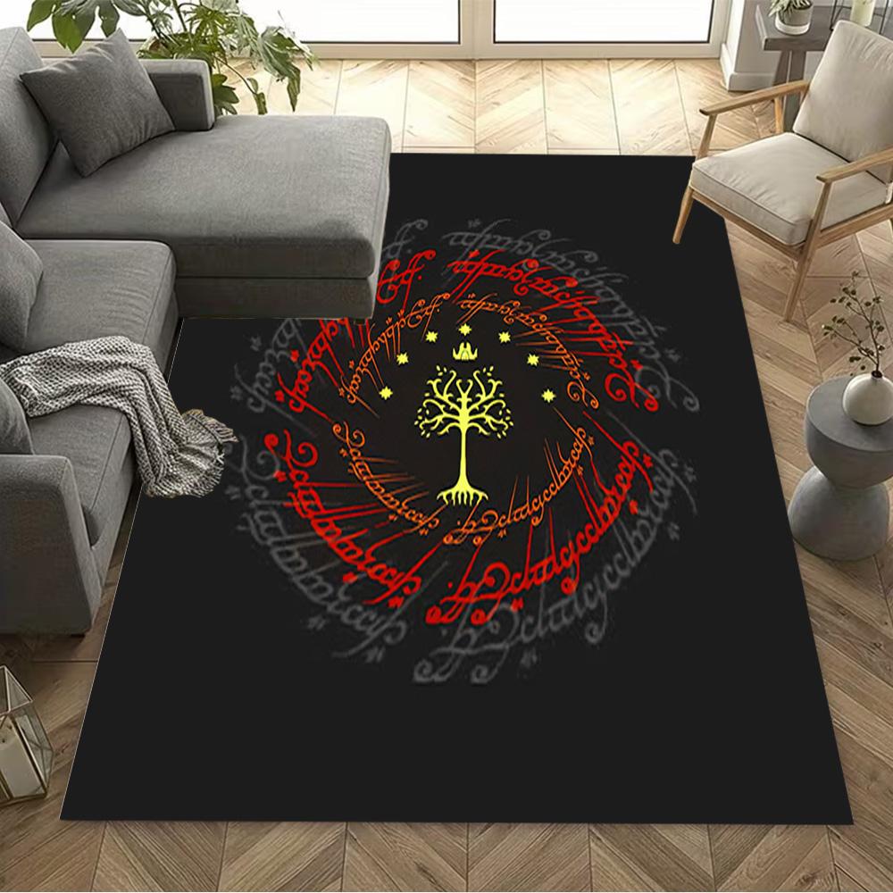 Lord Rings Symbol Carpet Design for Hallway Balcony Entryway Playrooms Antislip Carpet Office Home Decor Wedding Party Gift