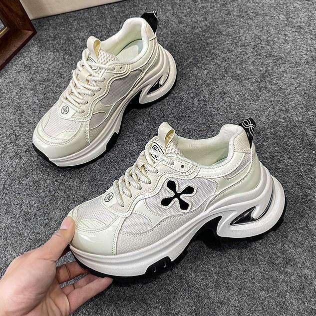 Cross flower platform dad shoes women's spring and autumn new small height-increasing casual shoes running shoes women