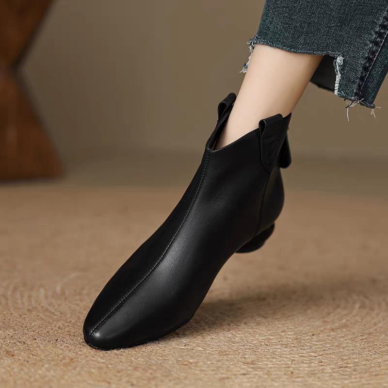 Fashion Pointed Toe Booties Single Boots New Low Heel Soft Foundation Autumn and Winter Women 2025 New