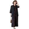 2025 Summer Chinese Style Wide-Leg Pants & Temperament Two-Piece Set for Middle-Aged Women