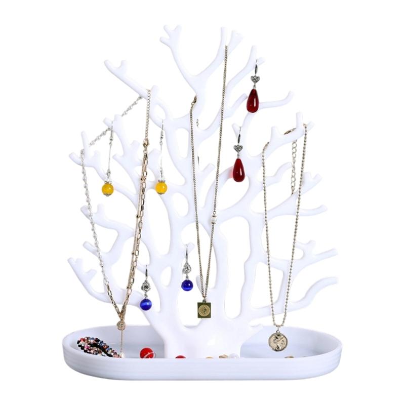 Multi Level Jewelry Tree Organizers Plastic Display Holder For Home Store Decoration Compact Design Easy Assembly Space Saving