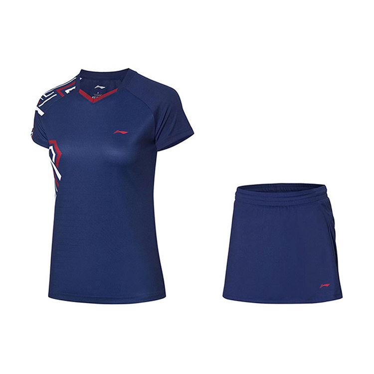 

Li Ning Badminton Series быстросохнущий прохладный спортивный костюм для соревнований женская спортивная одежда темно-фиолетового и синего цвета AATQ064-1 M