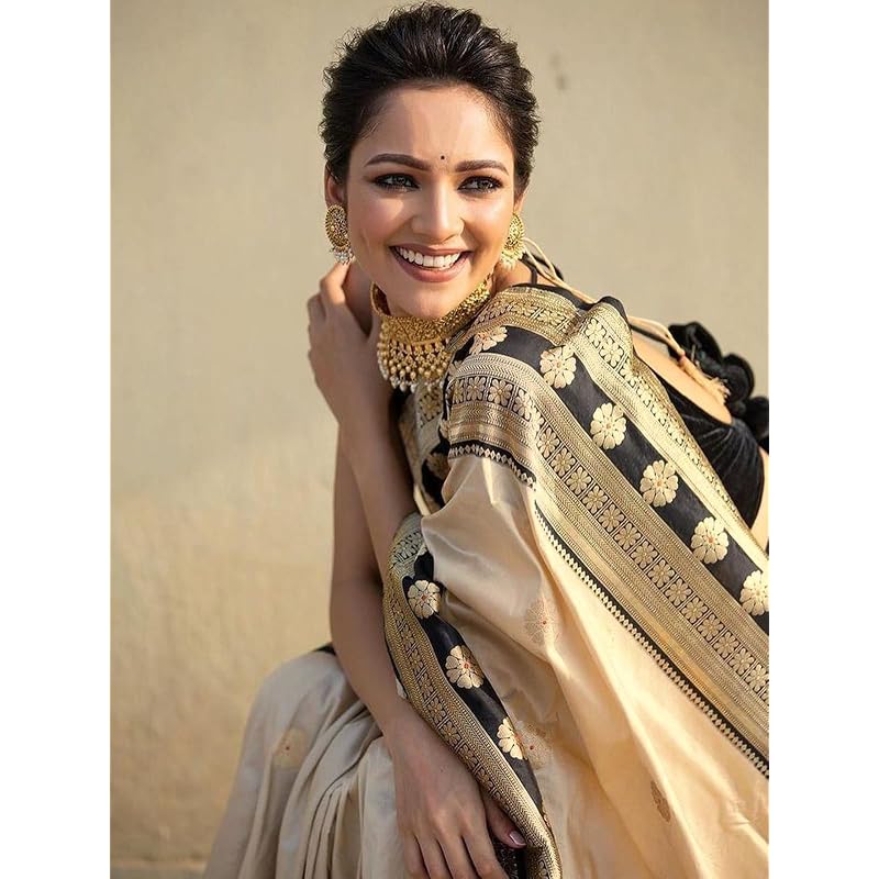 Satrani Women` Silk Blend Weaving Saree