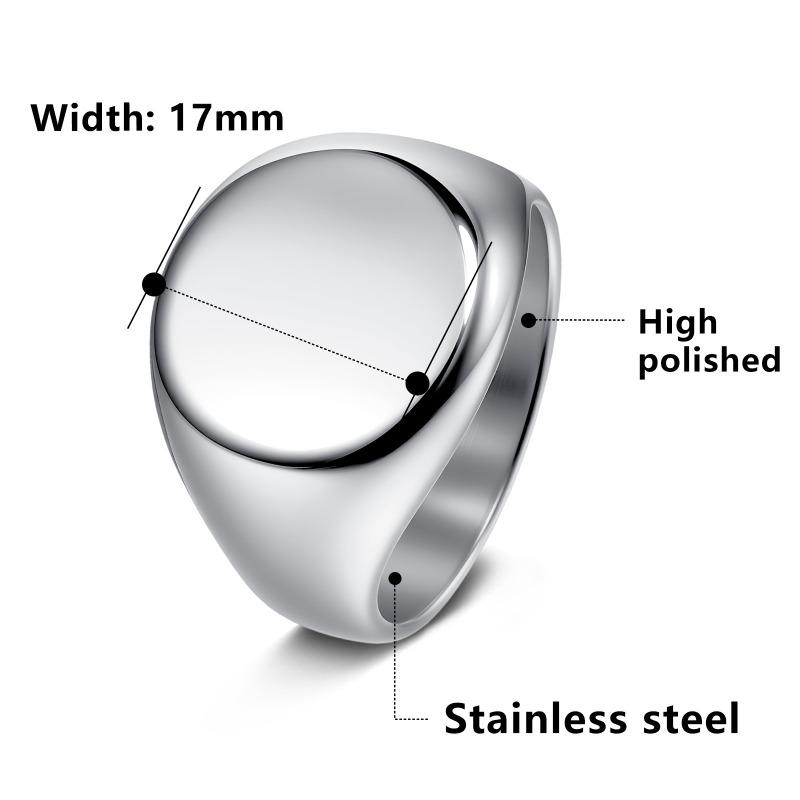 2025 trendy men's titanium steel ring - round cast oversized finger ring - signet ring