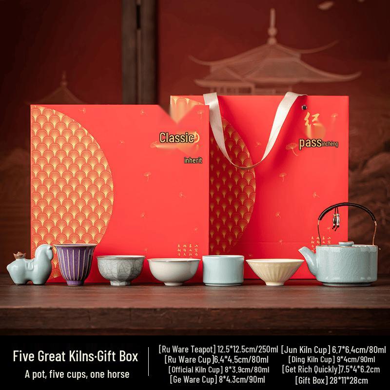 Classic Heritage Ceramic Tea Set with Incense Burner