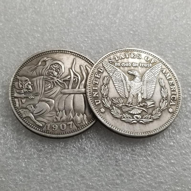 Crafted 1907 Wanderer Skull Coin with Brass and Silver No