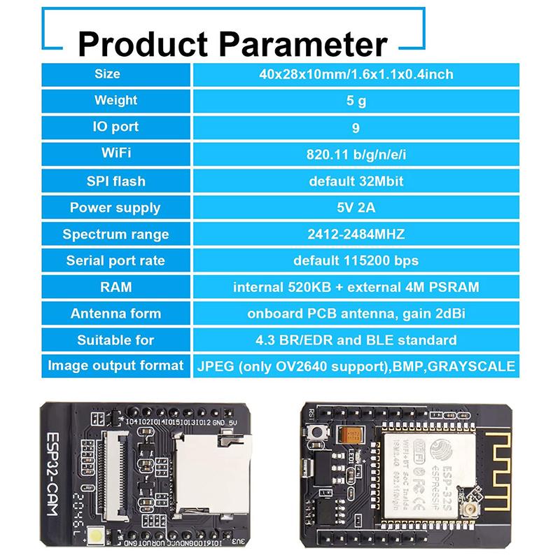 ESP32-CAM /ESP32-CAM-MB WIFI Bluetooth Development Board CH340G OV2640 Kamera