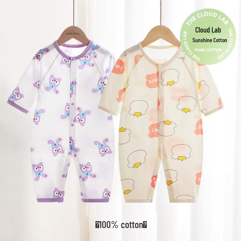 Newborn Pure Cotton Long Sleeve Onesie: Spring-Summer Air Conditioning Suit & Pajamas