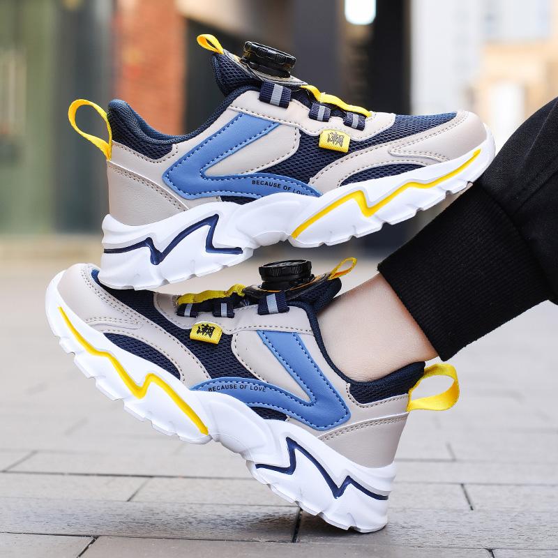 

2024 Spring Autumn Kids Shoes Boys Sneakers Breathable Mesh PU Leather Sports Running Children Sneakers For Girls Casual Shoes 40 небо синє кольору