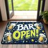Retro Beer Bar Open Decorative Doormat for Entryway Floor Mat Home Pub Decor Multi Color Star Mug Pattern Stylish Welcome Design