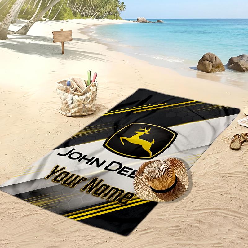 John Deere Custom Strandlaken, Print Uw Naam Tekst Lichtgewicht Absorberend Handdoek voor Zwemmen Reizen