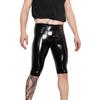 Sexy Men Double Side U Convex Pouch Half Pants Pvc Shiny Pants Tight Faux Leather Latex Pu Fashion Hot Short Elastic Legging