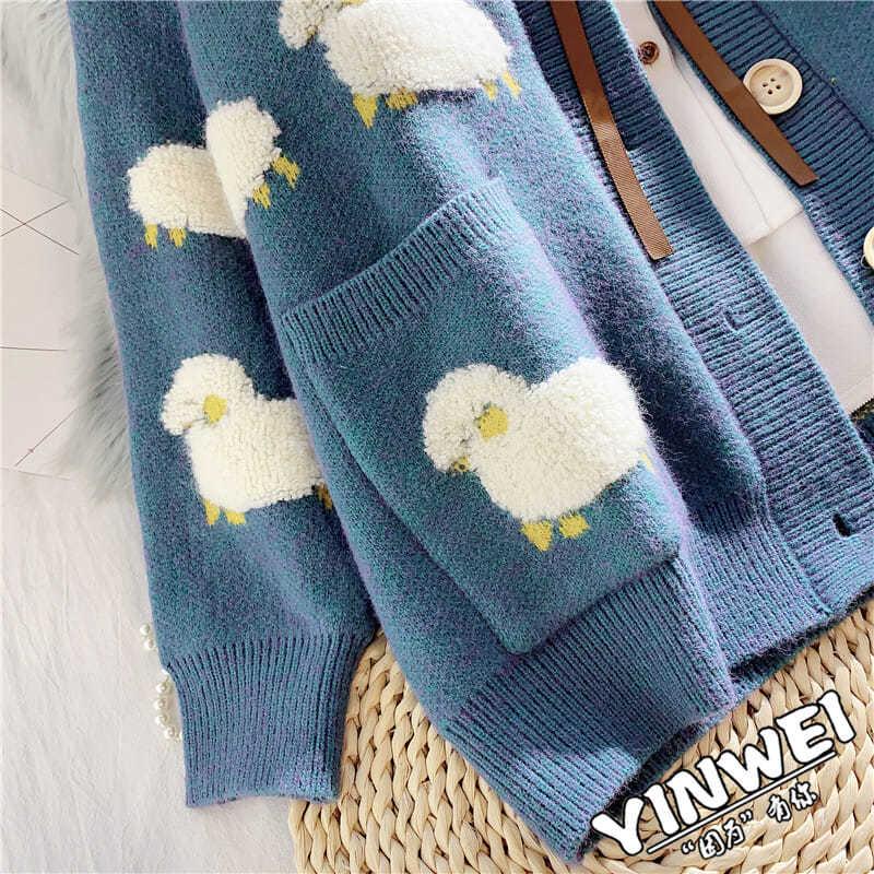 Pulover Femei Haina coreeană Broderie lejeră Cardigan din tricot Ocazional Buzunar mare Palton de dimensiuni mari Pulovere supradimensionate de iarnă