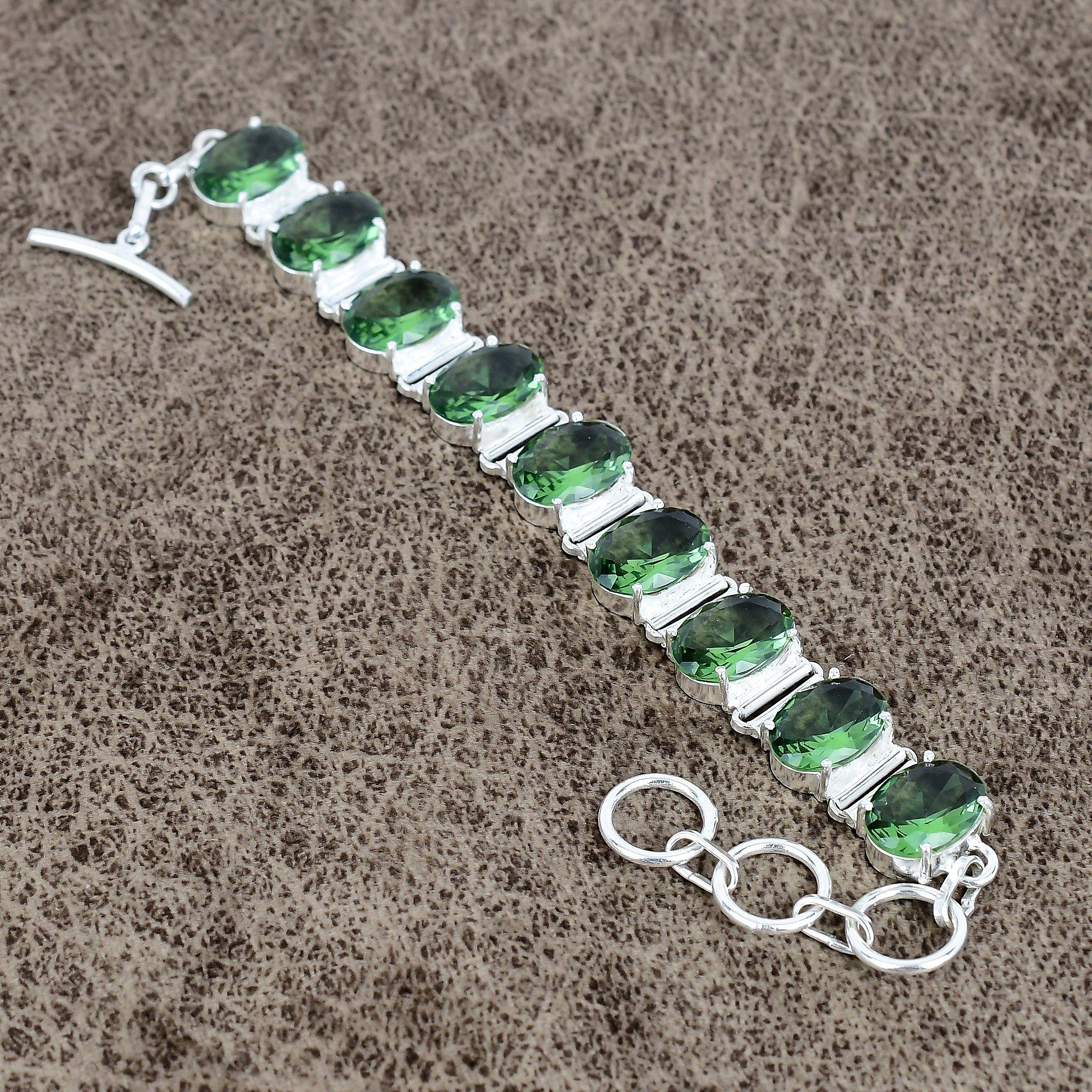 

Цаворит Камінь Ручна робота Срібло 925 проби Браслет 7-8 KKG-151