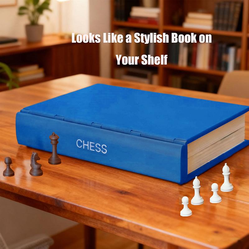 3D Printed Chess Book, Chess Set With Storage Books Design Folding Board Game For Adults Portable Compact Game Set