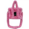 Fuzzy Pink Faux Fur Ladies Winter Handbag Brand Designer Fluffy Plush Sqaure Shoulder Purse 2025 Elegant Women's Tote Bag