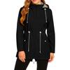 Womens Raincoats With Hood  Lightweight Outdoor Hooded Waterproof Windbreaker Solid Trench Coat Jacket Plus Size