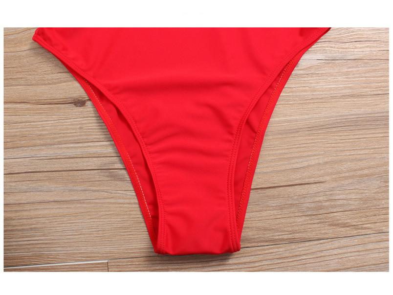 Women's 2020 Sexy One-Piece Swimsuit with Chest Pads, Solid Color, Sleeveless Triangle Beachwear