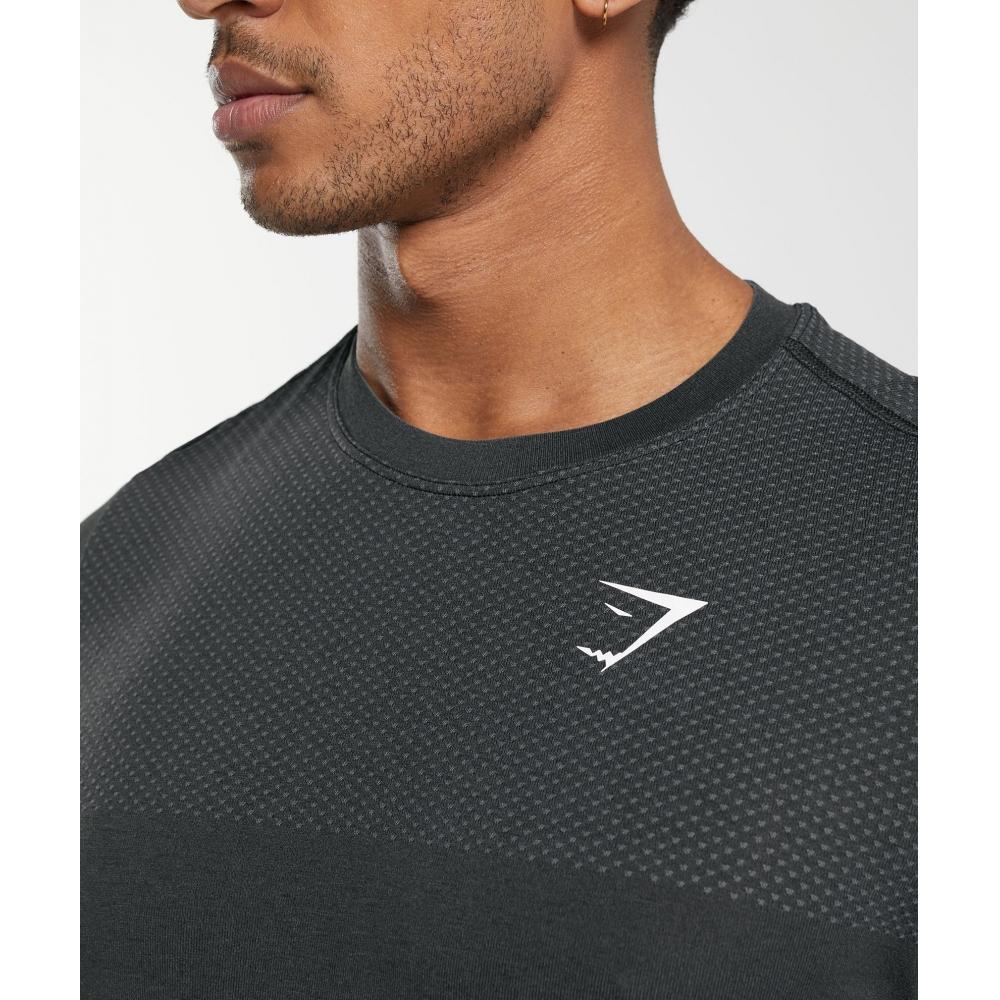 Gymshark ViTal Seamless T SHIRT Černá Středně šedá Marl A6a4d Bcl2