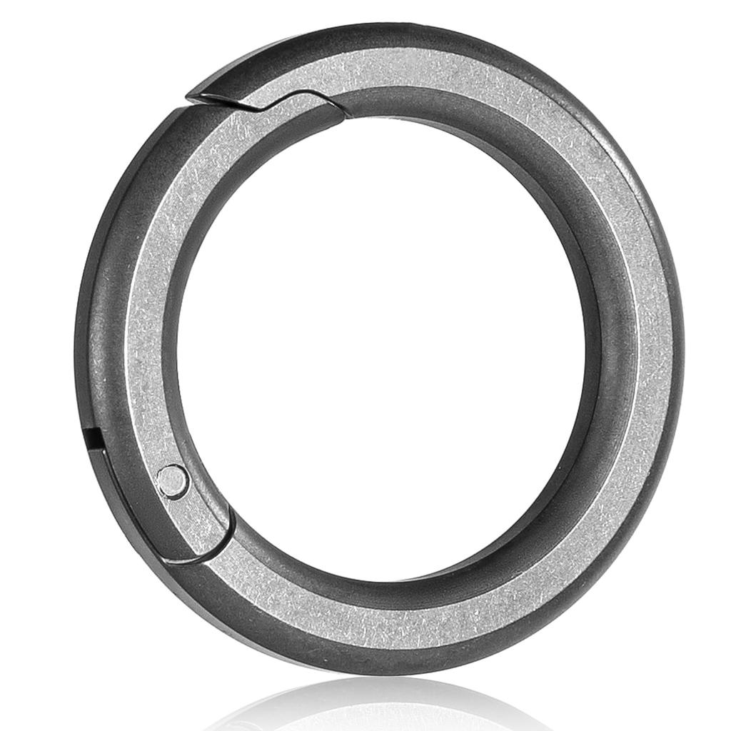 TIMULTI Round Carabiner 20kg Weight Capacity Gray x Keychain, Stylish, Lightweight, Compact, One-Touch Storage, (Titanium 1)