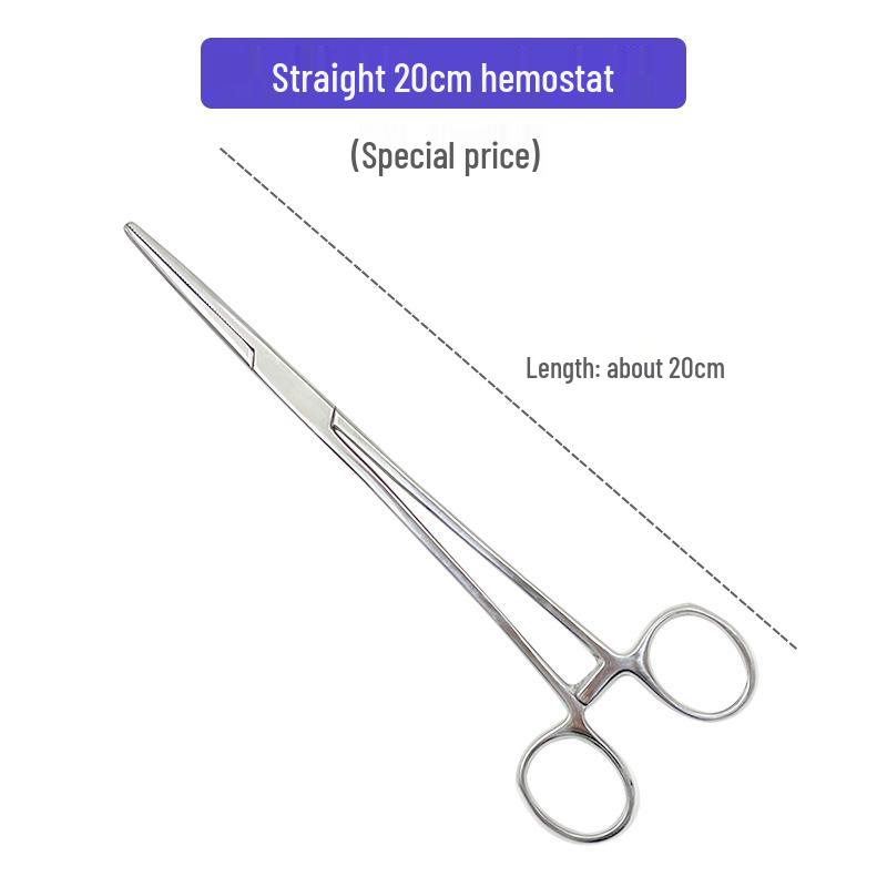 Stainless Steel Hemostatic Forceps - Pet Pliers, Needle Holder, Cupping Clip, Surgical Vascular Tool (Straight & Curved Tips)