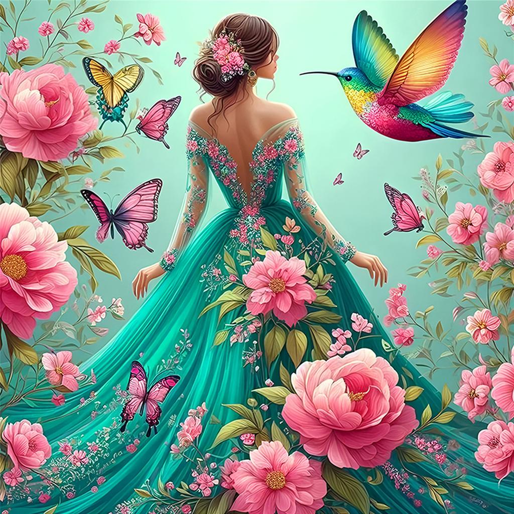 Elegant Beauty Full DIY 5D Round Drill Diamond Art Kits for Adults Home Decor Diamond Dots Paintings Picture Arts Craft 40x40cm