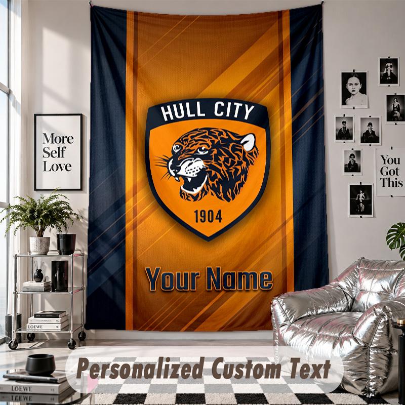 Wall Hanging Tapestry With Custom Name & Text, Hull FC Decorative Tapestry For Bedroom
