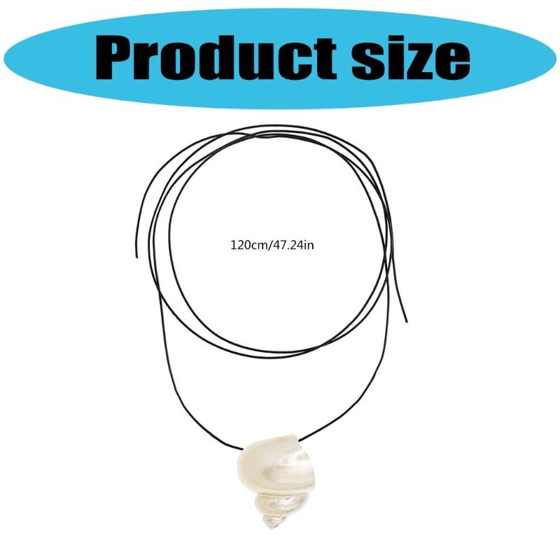 Adjustable Shell Necklace 120cm PU Leather Cord Clavicle Chain Coastal Style Accessory Stylish Neckchain Accessories