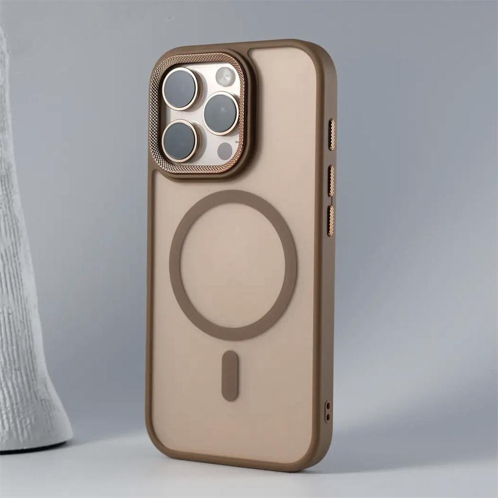Luxury Spiricle Camera Protection Magsafe Phone Case for iPhone 11 12 13 14 15 Plus 16 Pro Max Wireless Charging Matte Cover