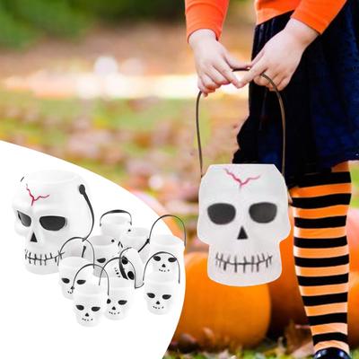 Halloween Buckets with Handle Decorative Skeleton Candy Bowls for Boys Girls Party