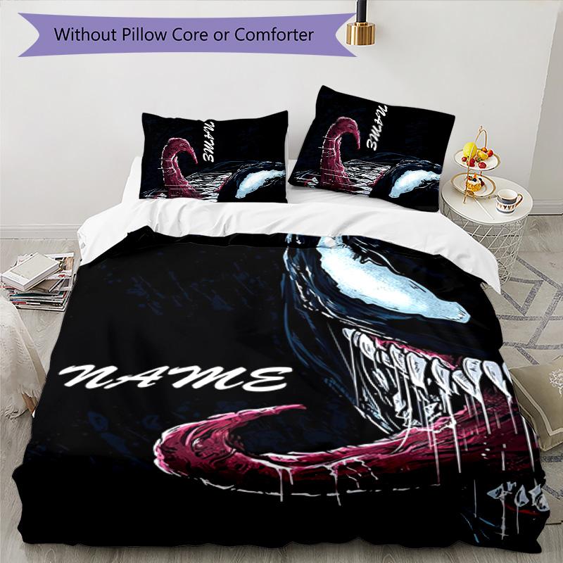 3pcs Venom3 Cover Set - Personalized Name, HD Printed Bedding with 1 Cover and 2 Pillowcases - Perfect for Home Decor, Easy Care