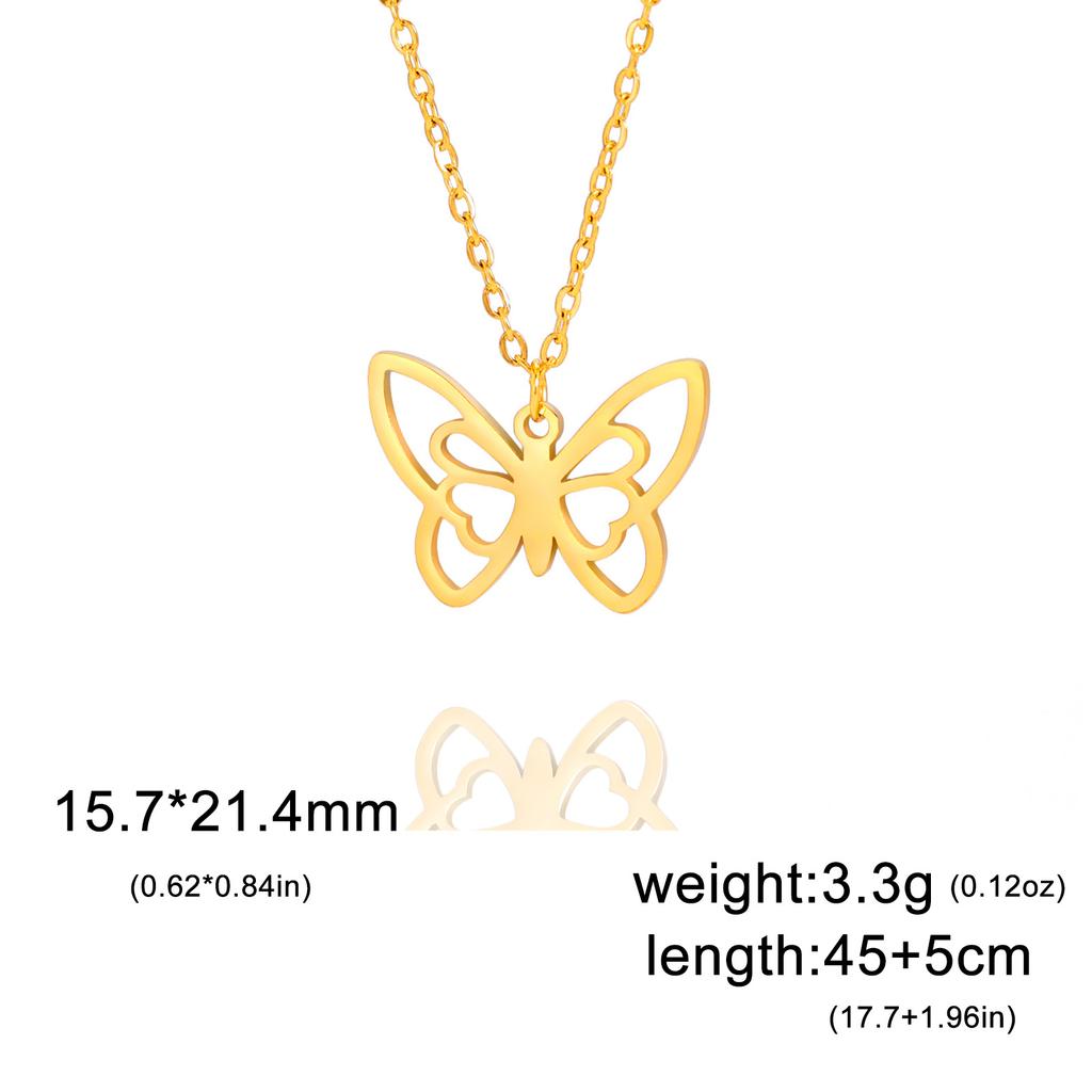 Collar de acero inoxidable para mujer y hombre, gargantilla con colgante de mariposa hueca, regalo de joyería de compromiso