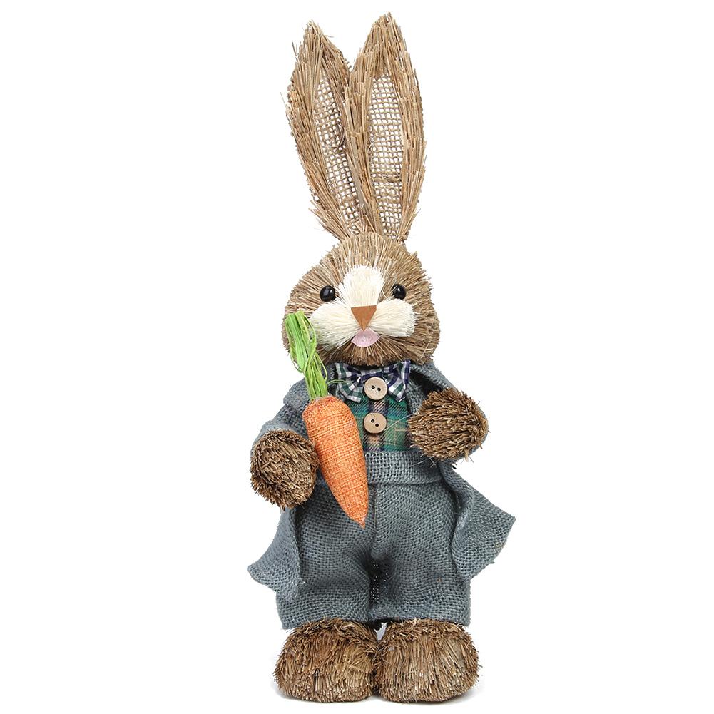 Easter Decorations Bunny Handmade Straw Bunny Rustic Straw Bunny Figurine Easter Straw Rabbit Ornament Spring Home Decor