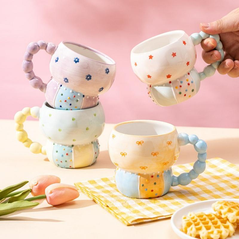 Creative Ceramic Color Coffee Cup Household Kitchen Milk Coffee Tea Fruit Juice Oat Water Cup Accessory Drinkware Gift 2025 New