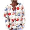 Women's Fashion Christmas Printed Long Sleeve Knitted Cardigan Button Down Jacket