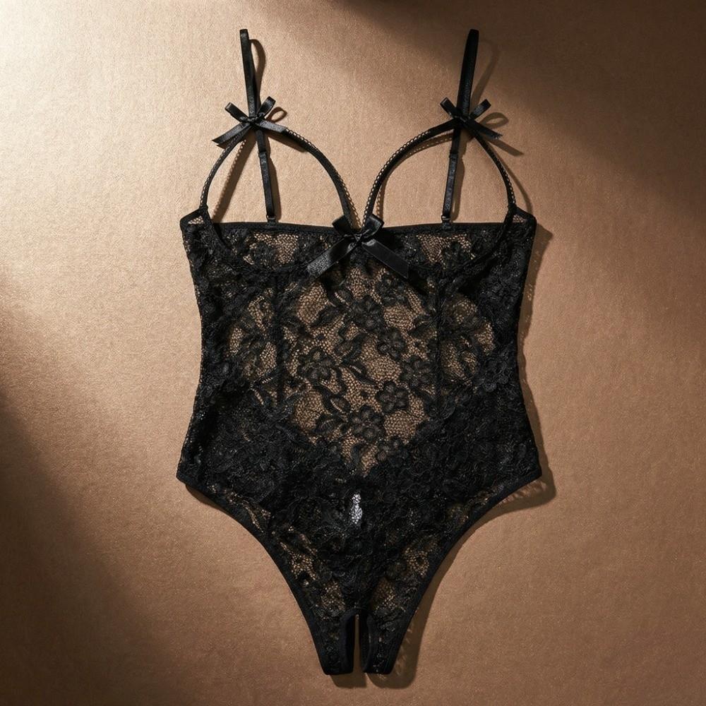 Open Crotch Lace Bow Bodysuit Mesh Hollow Lace Sling Nightwear Sweet Women Underwear  Gifts