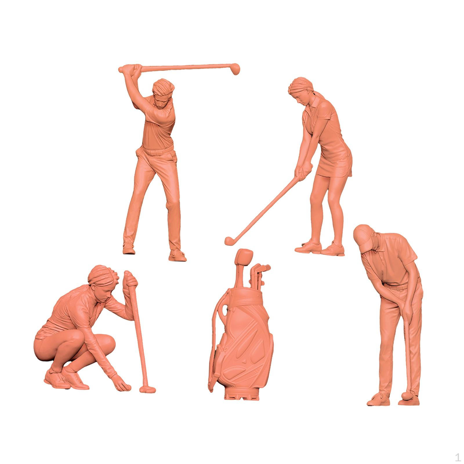 

5Pcs 1/64 Scale Golf Miniature Figures Diorama Unpainted Collectibles Decorative Micro Landscape