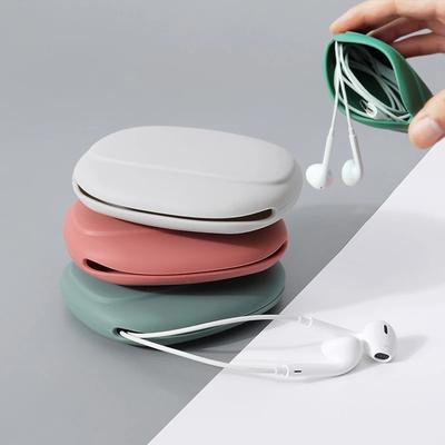 1pc/10pcs Portable Data Cable Headphone Storage Box Simple Mobile Phone Data Cable Organizing Bag Silicone Storage Box Cute Coin