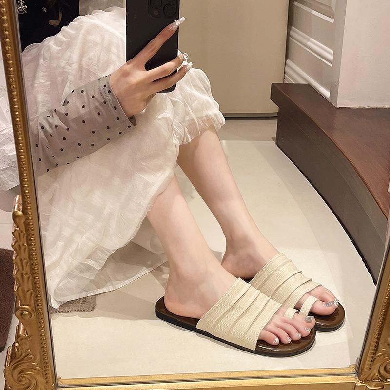 Xiaoliang slippers women's summer outer wear new style sense fashion casual cover toe flat bottom beach one-word drag