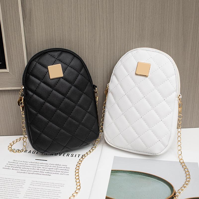Women's mobile phone bag new fashionable solid color diamond embroidered shoulder bag square standard simple messenger women's bag bag