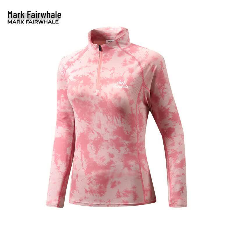 Mark Fairwhale Men s Tie-Dye Half-Zip Ice Silk Long Sleeve T-Shirt M