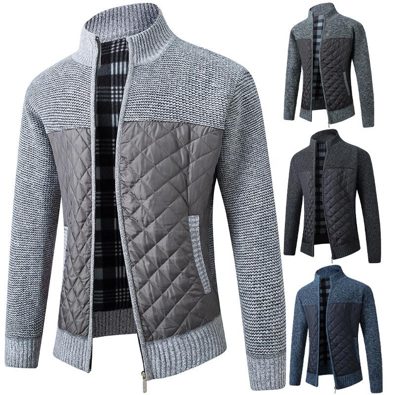 Men's Korean Style Thickened Warm Knit Stand Collar Zipper Sweater