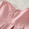 Summer Pink Sweet and Cute Round Neck Sleeveless Vest Dress with Bow Decoration for Girls Aged 3-7 Daily Wear