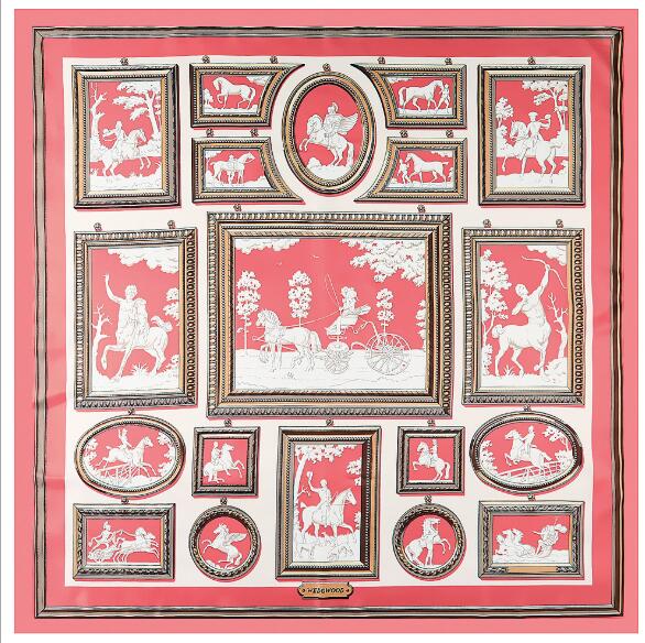 130cm Silk Square Scarf Women Large Shawls Spring New Horse Carriage Square Bandana Luxury Kerchief Scarf Female Foulards