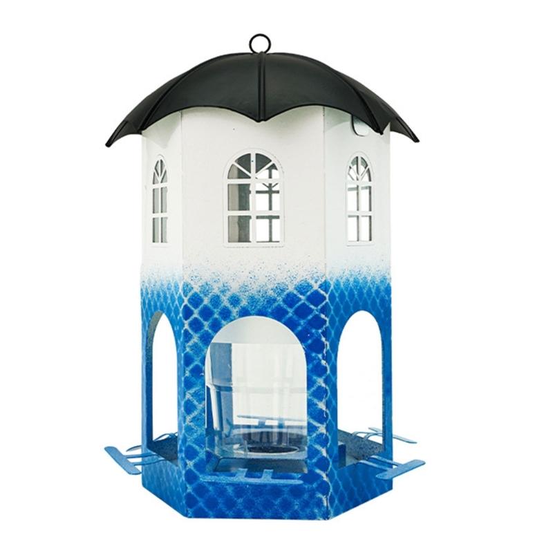 

Squirrels Proof Outdoor Bird Feeder Metal Castles Construction Feeding Castles Weatherproof Roof Design For Finches синій