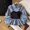 Women's Autumn French Temperament Two Shirts with Fake Temperament Long Sleeved Top High-end White Shirt
