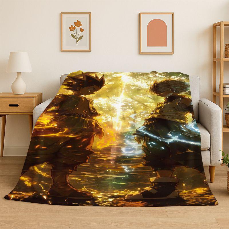 Anime Hunter × Hunter HxH Cartoon Flannel Blanket Soft Warm Throw Blanket for Bedroom Living Room Bed Travel Camping Picnic