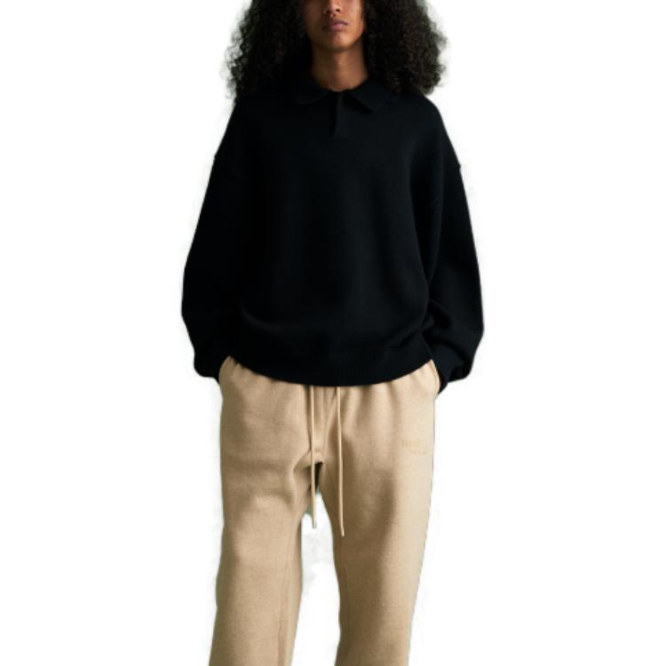 Fear of God Essentials Knit Polo Jet Black Men Tops 192BT232180F