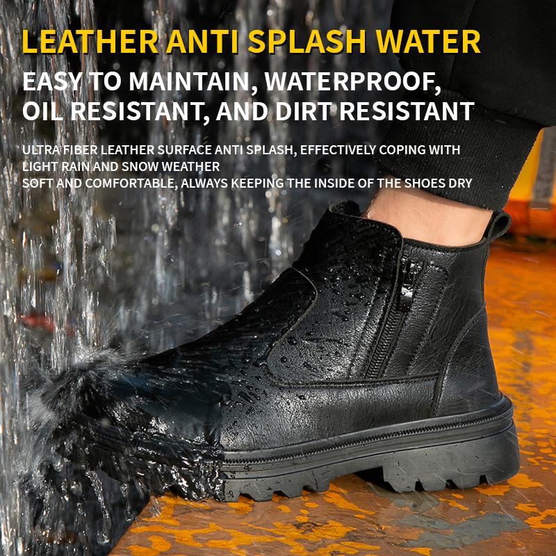 Plus Size 47 Work Boots Steel Toe Shoes Men Leather Boots Waterproof Safety Boot for Engineers Puncture-Proof Protection Shoes
