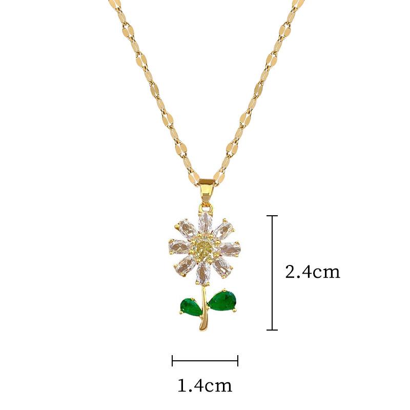 Zircon Flower Jewelry Set for Women 2023 New Fashion Cubic Zirconia Pendant Earrings Necklace
